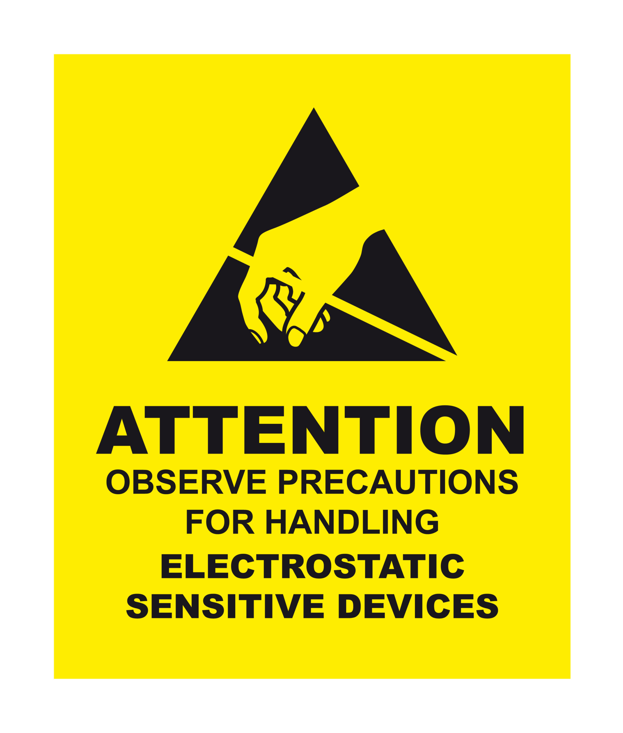 Sign alerting on electrostatic risk for sensitive devices