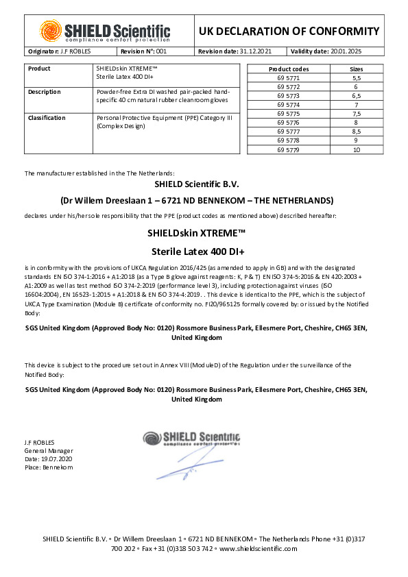 PDF SHIELDskin XTREME™ Sterile Latex 400 DI+