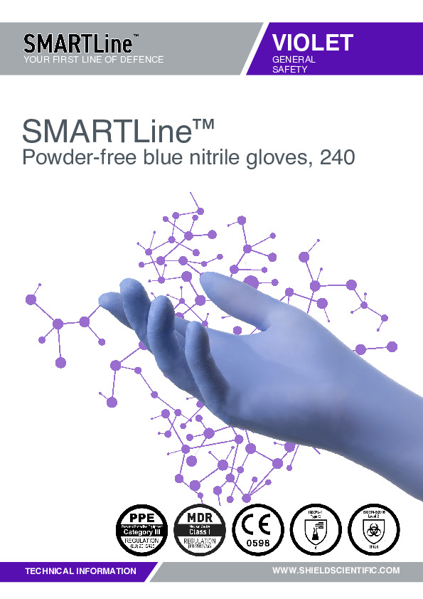 Powder-Free Blue Nitrile Gloves, 240 SMARTLine™ , 240